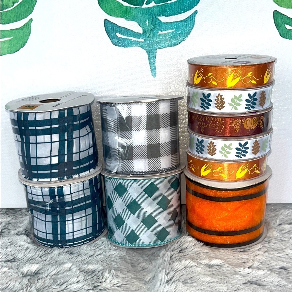10 spools of Fall Pattern/Colors Ribbon Set